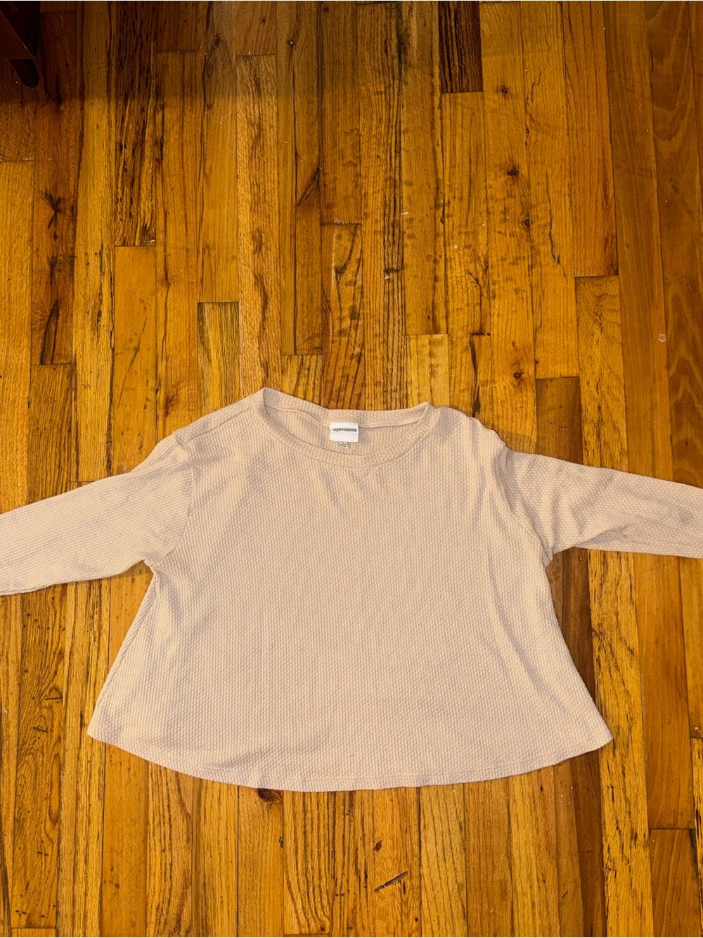 Cozy Waffle-Knit Long Sleeve Top - beige